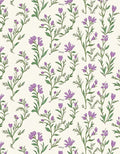 Purple Floral Pattern With Green Stems Rug
