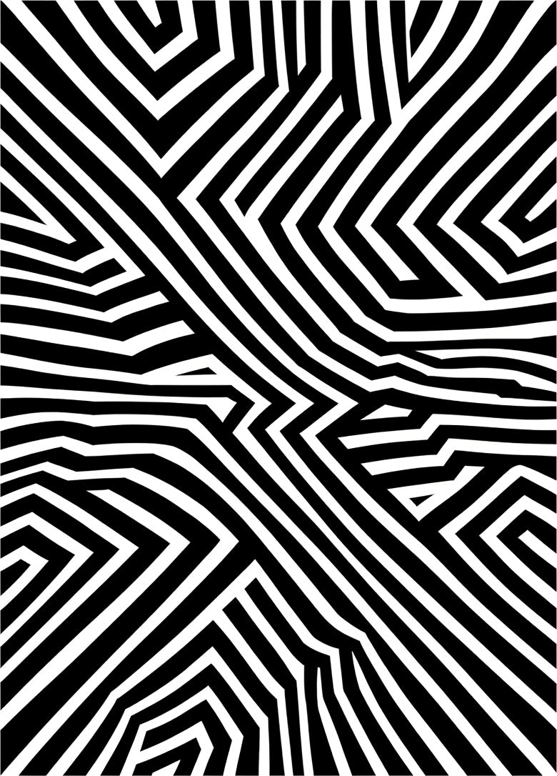 Bold Black White Illusory Stripes Pattern Rug