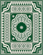 Intricate Emerald Green Medallion Pattern Rug