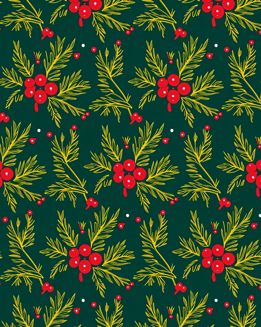 Verdant Green Berry Holly Spray Rug