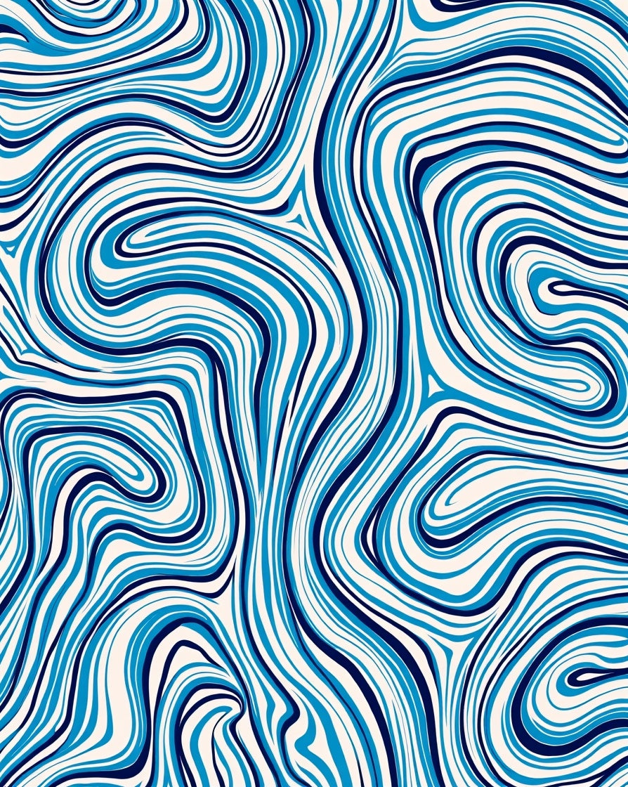 Abstract Blue And White Swirl Pattern Rug