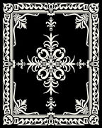 Ornate Floral Scrollwork Accent Rug