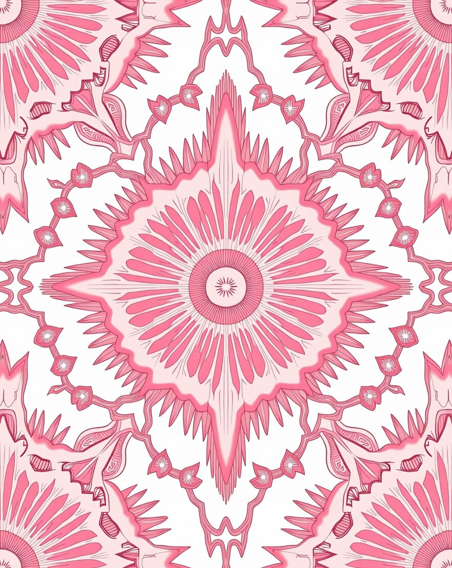 Pink Intricate Mandala Pattern Rug