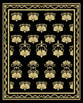 Elegant Fan Motif Black Gold Rug