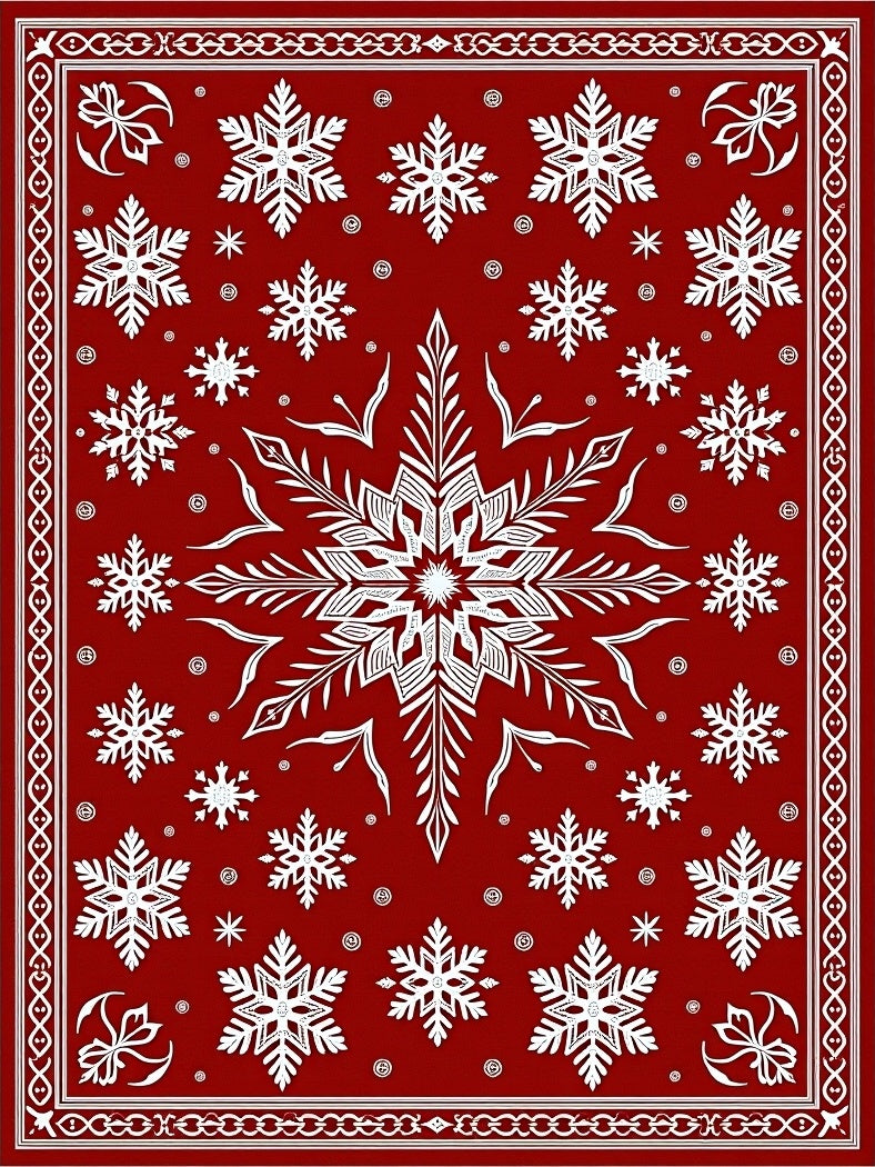 Classic Red Snowflake Pattern Design Rug