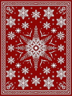 Classic Red Snowflake Pattern Design Rug