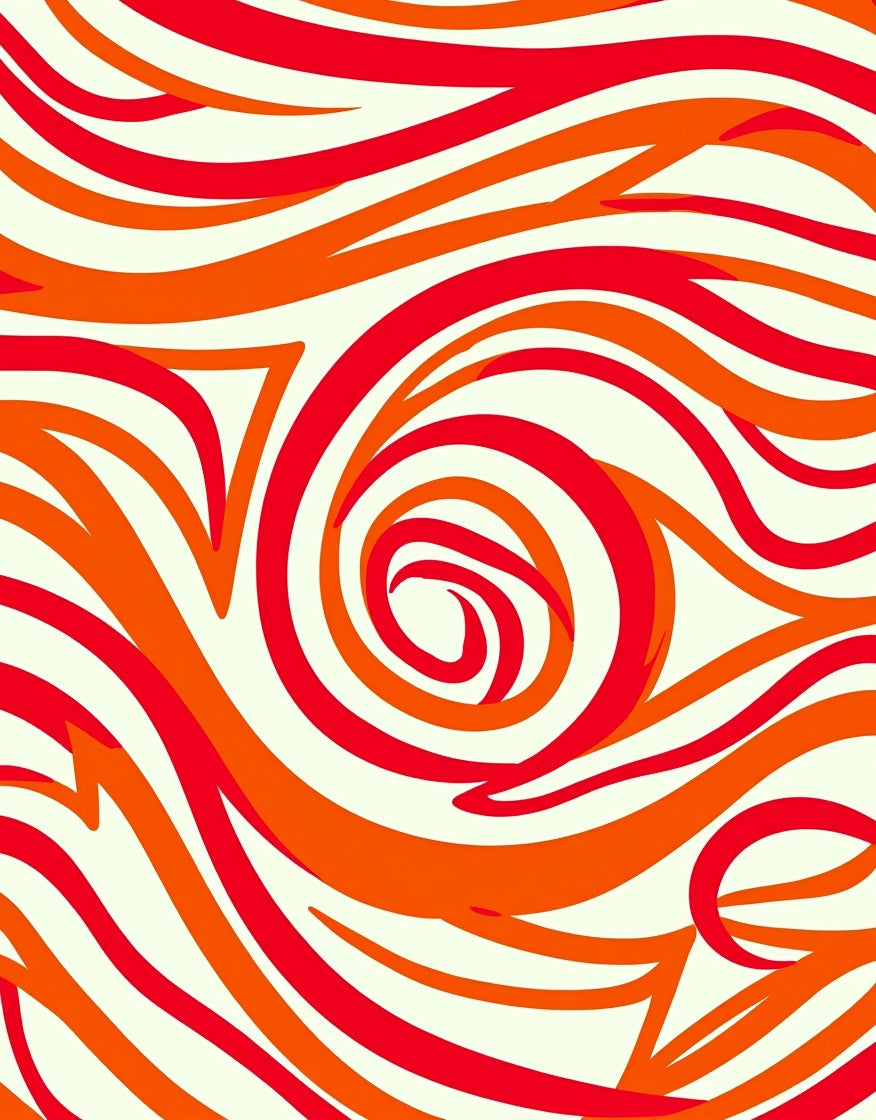 Dynamic Red Orange Swirl Pattern Rug