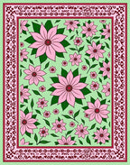 Floral Patterned Deco Border Rug