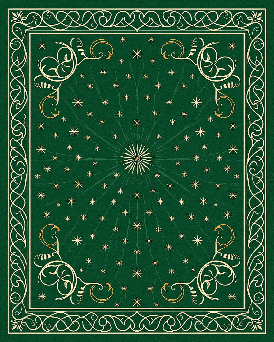 Ornate Green Starburst Scroll Rug
