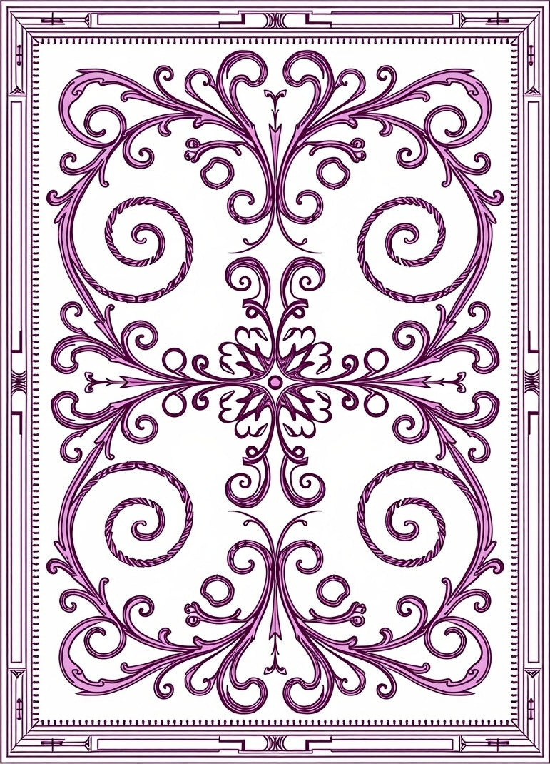 Elegant Violet Swirl Floral Pattern Rug