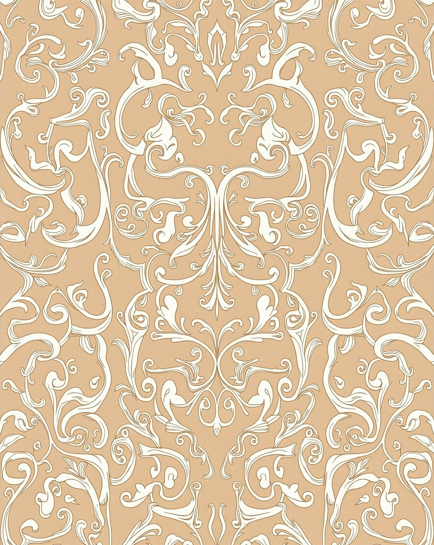 Damask Style Scrolling Floral Pattern Rug