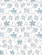 Whimsical Light Blue Deer Floral Rug