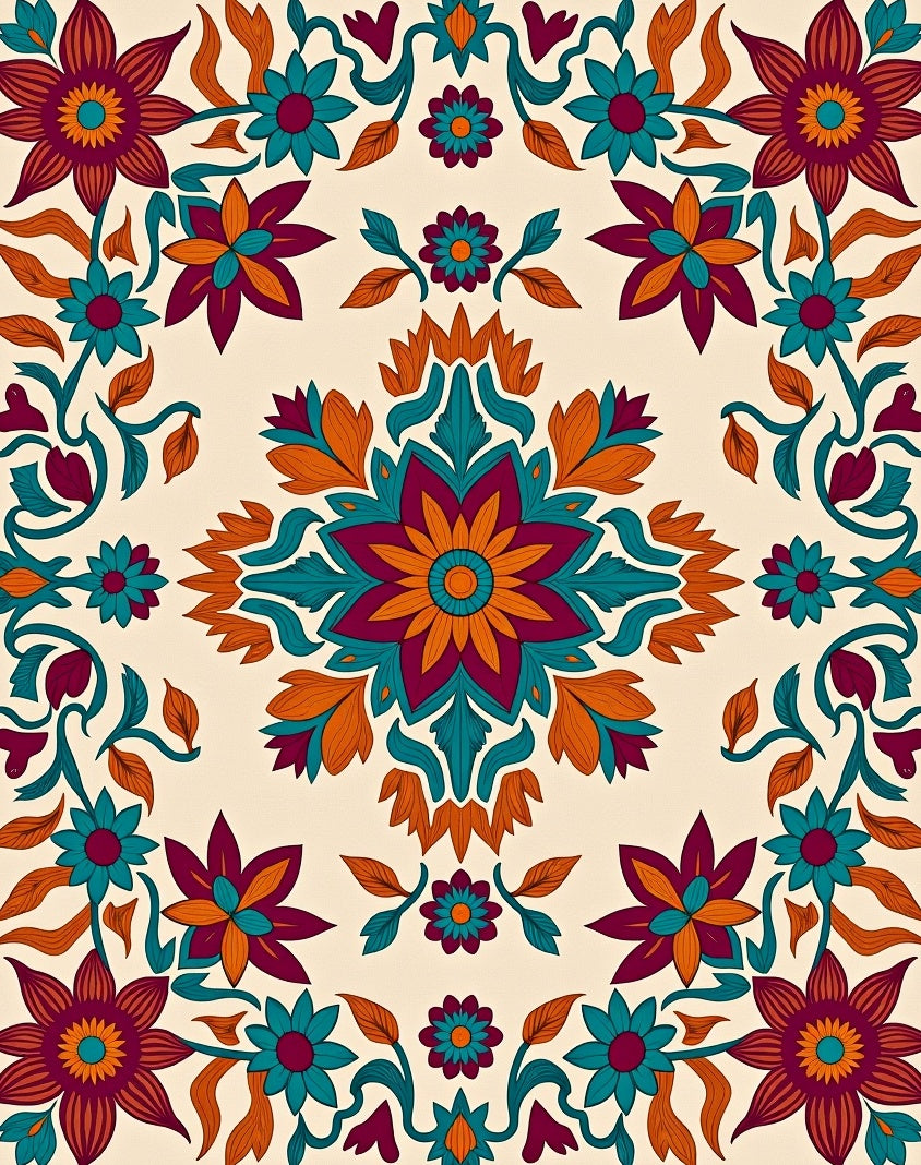 Bold Floral Vines Pattern Design Rug