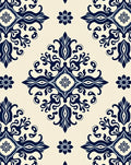 Classic Indigo Scrollwork Floral Motif Rug