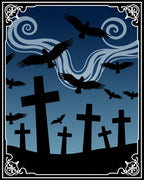 Cemetery Birds And Stormy Sky Design Rug