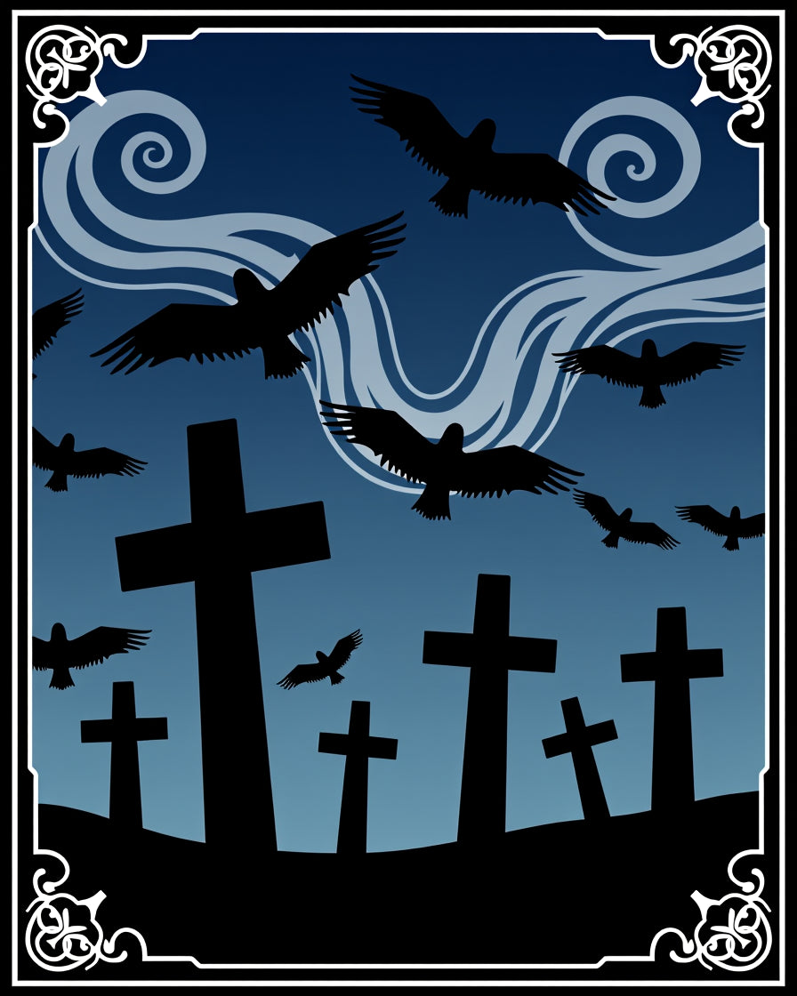 Cemetery Birds And Stormy Sky Design Rug