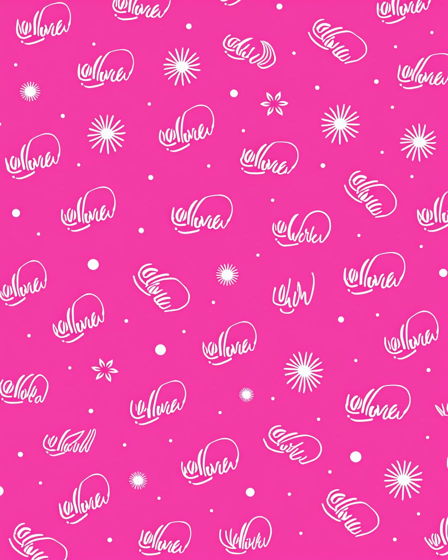 Hot Pink Script Starburst Repeating Rug