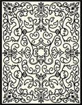 Elegant Black Floral Swirls Relief Rug