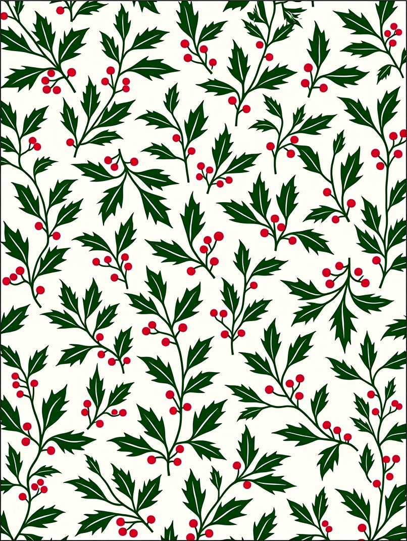 Evergreen Holly Berry Branch Arrangement Rug
