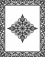 Ornate Black Scroll Mandala Design Rug