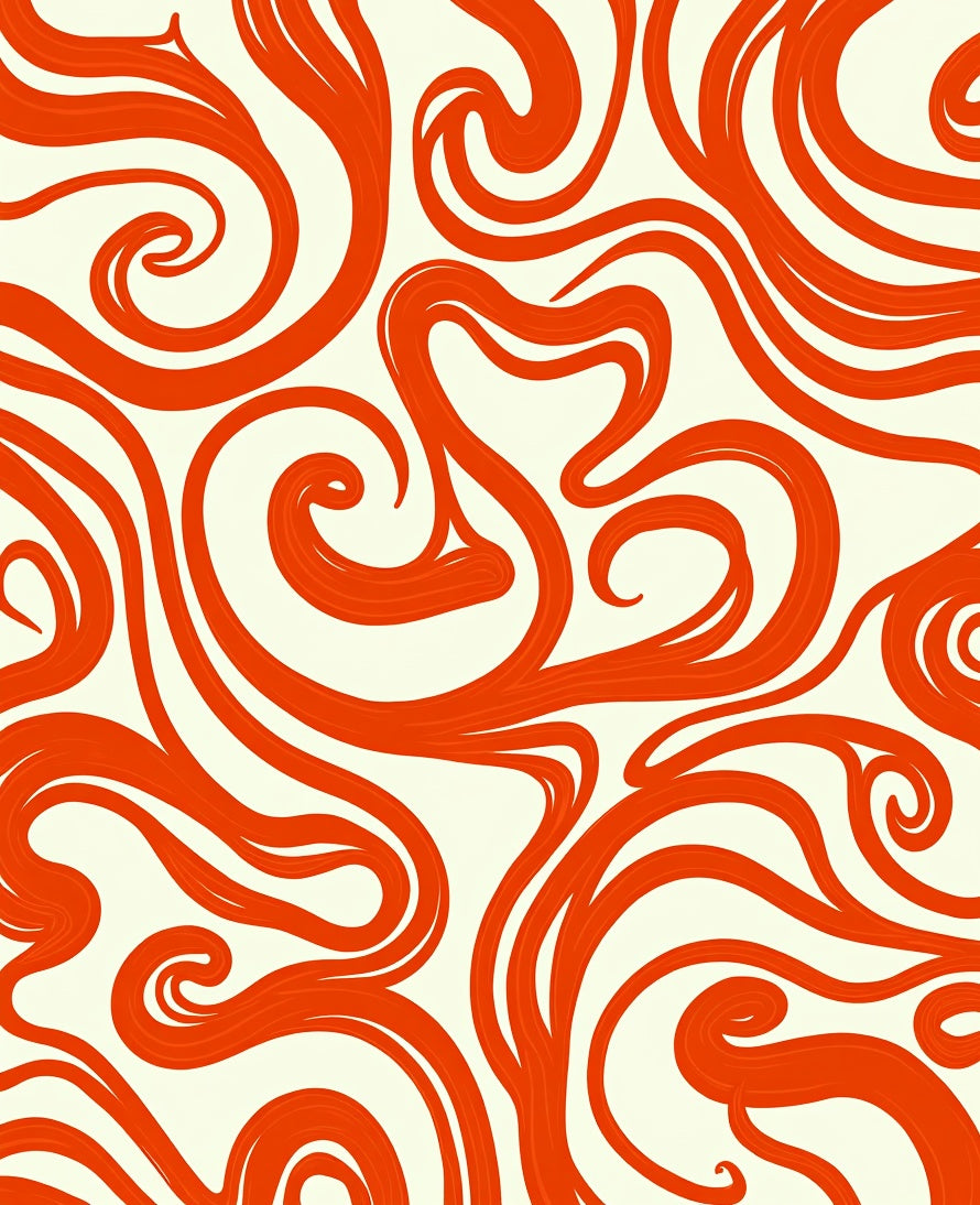 Swirl Pattern Red Abstract Design Rug