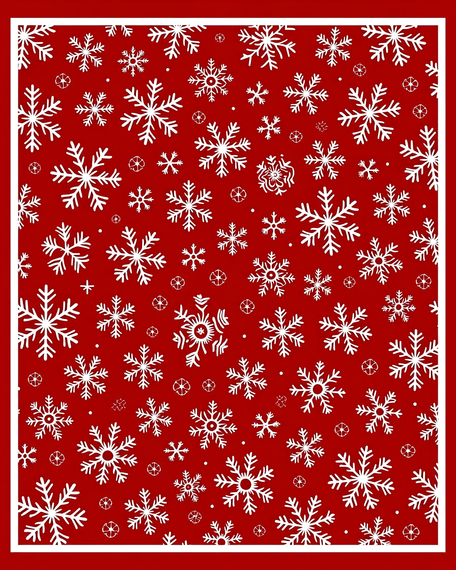 Crimson White Snowflake All Over Rug