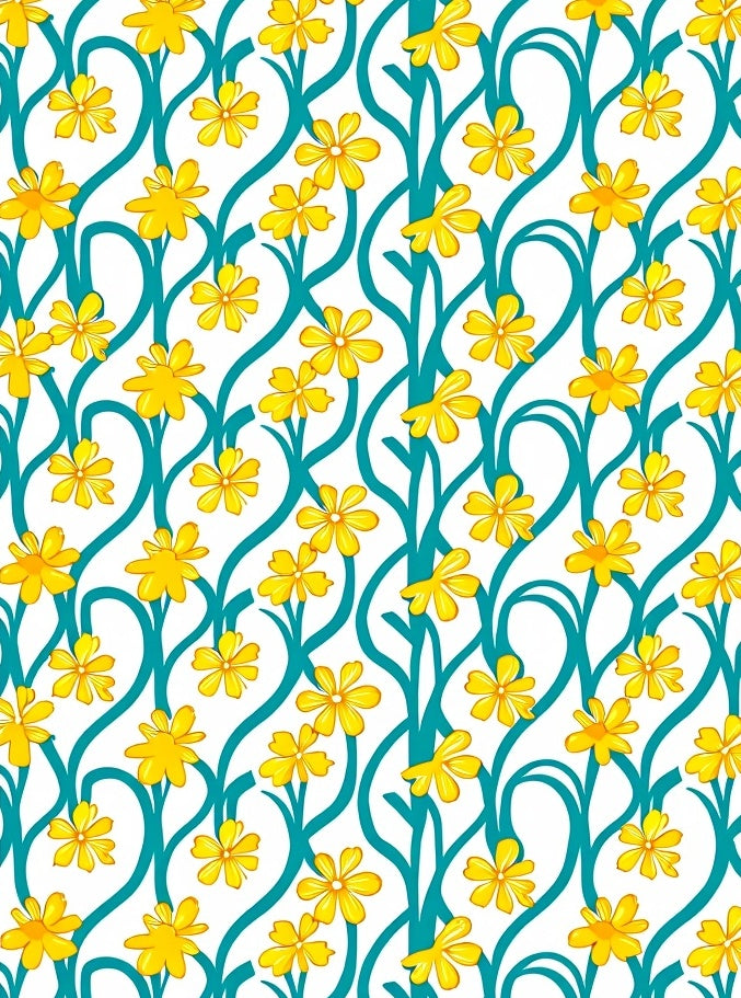 Yellow Floral Vines Pattern Rug