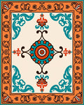 Terracotta Teal Floral Mandala Style Rug