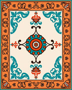 Terracotta Teal Floral Mandala Style Rug