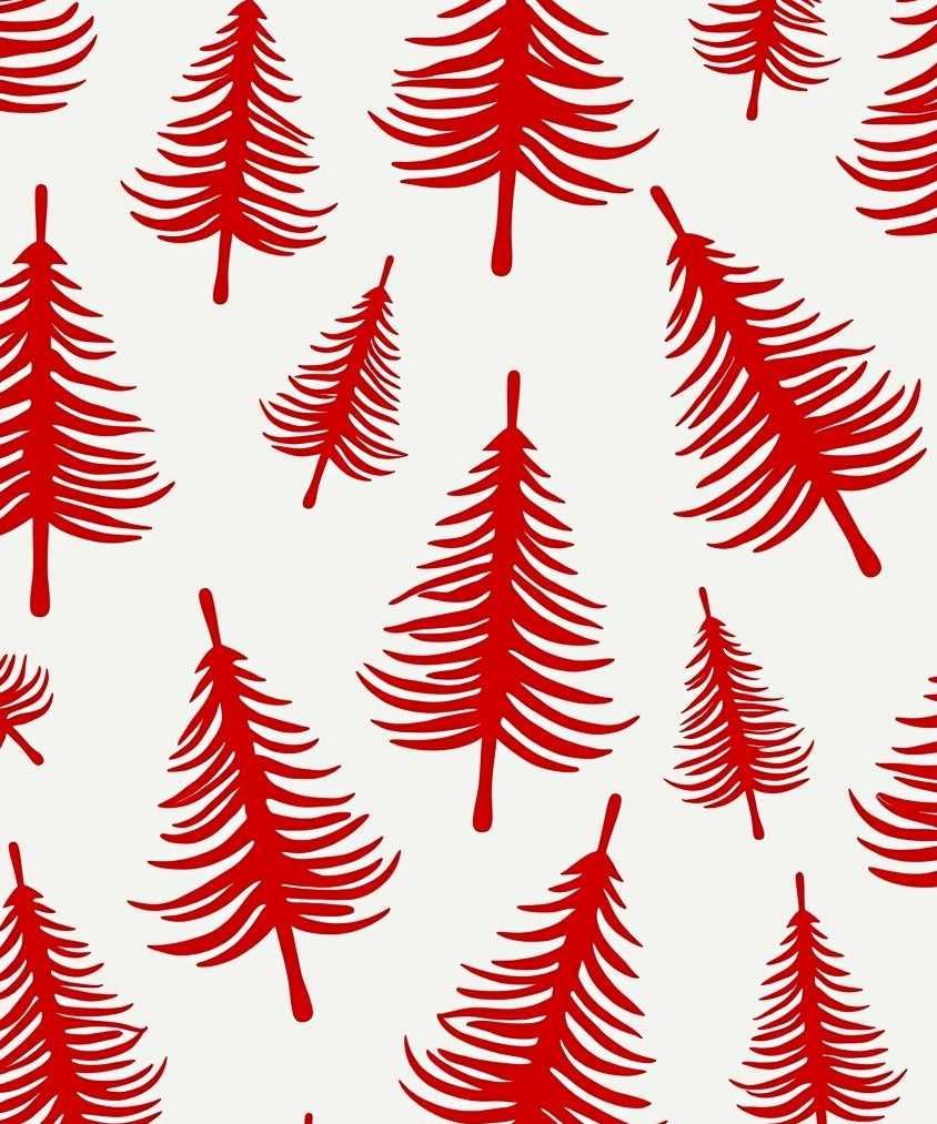Radiant Red Pine Tree Pattern Rug