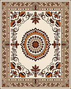 Classic Mandala Floral Border Rug