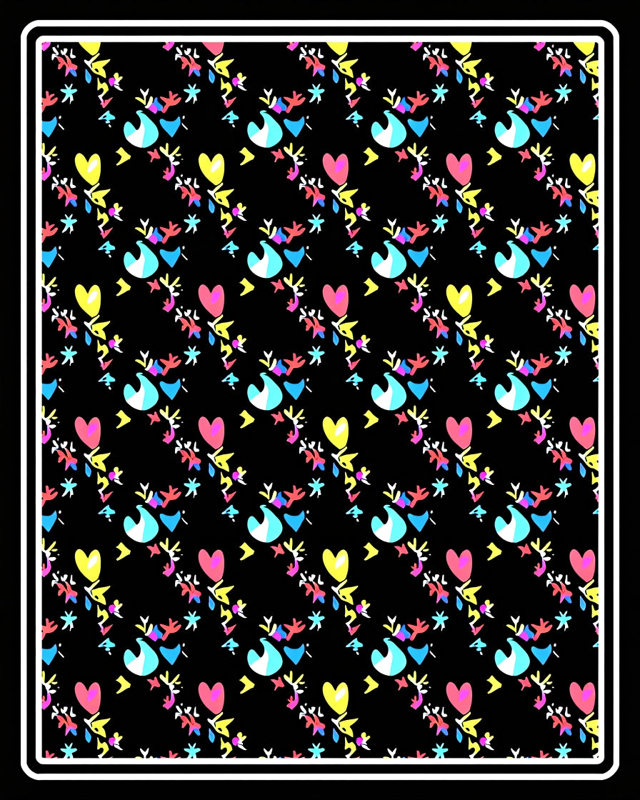 Abstract Heart And Floral Pattern Rug