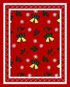 Festive Red Belles and Snowflakes Pattern Rug