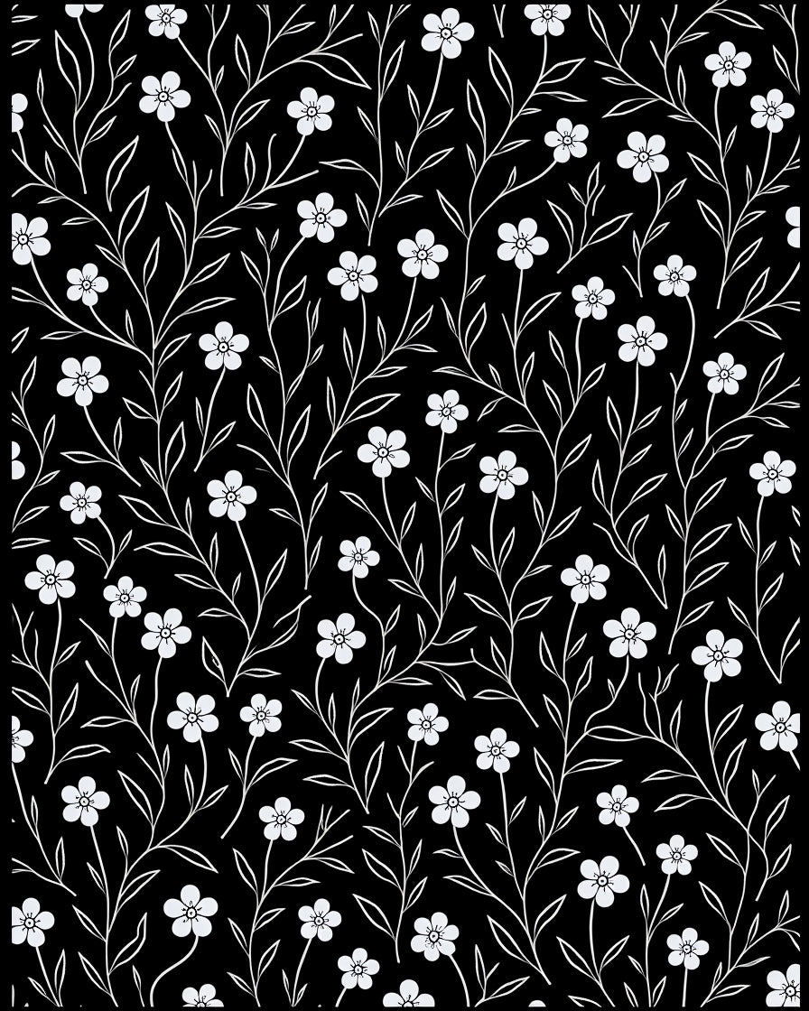 White Floral Vines Pattern Rug