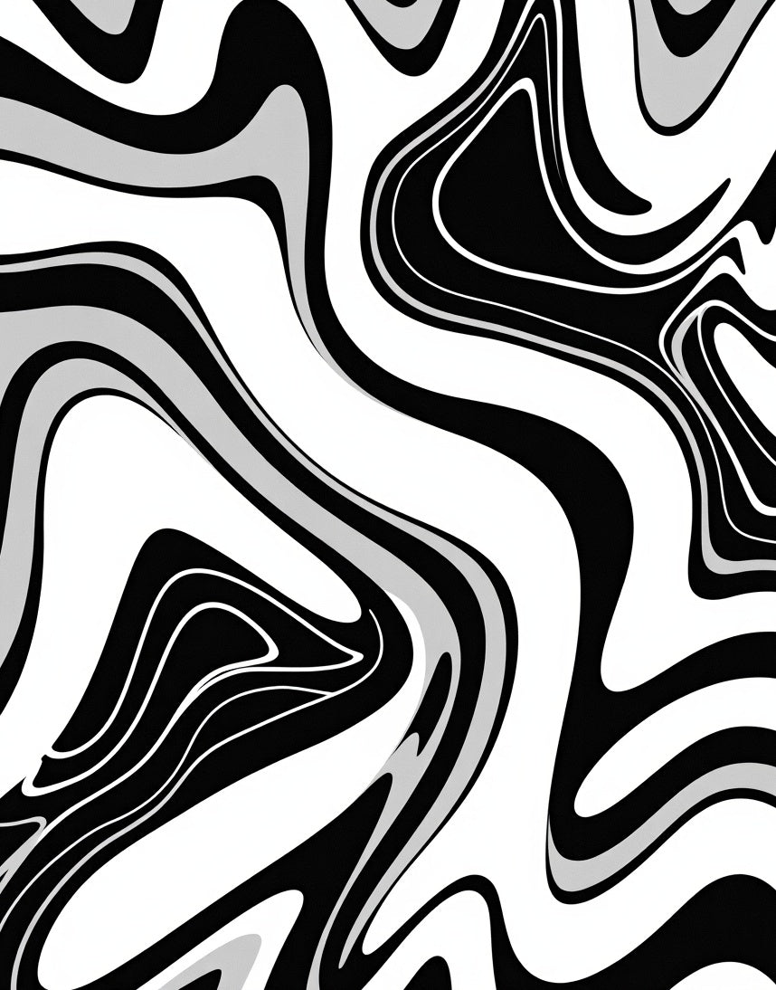 Black Gray Fluid Wave Rug