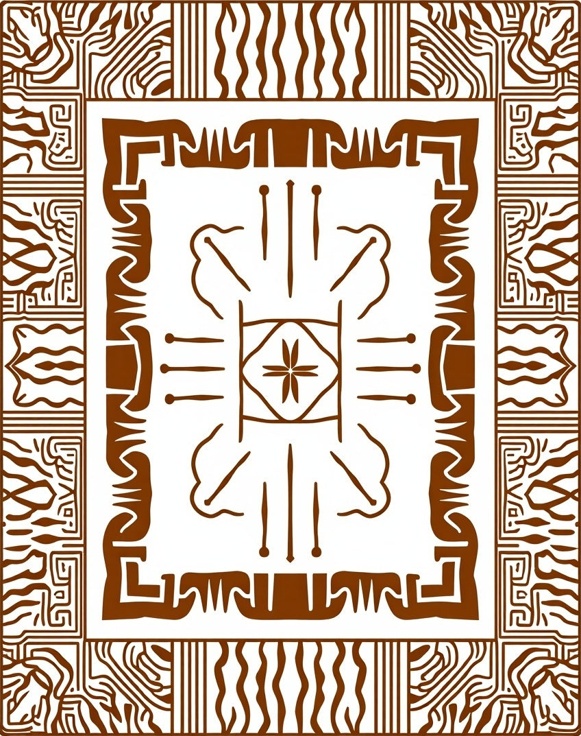 Abstract Brown Geometric Symmetry Rug