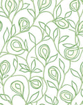 Green Swirl Floral Vine Pattern Rug
