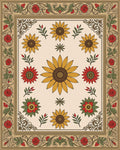 Floral Sunflower Rose Border Rug