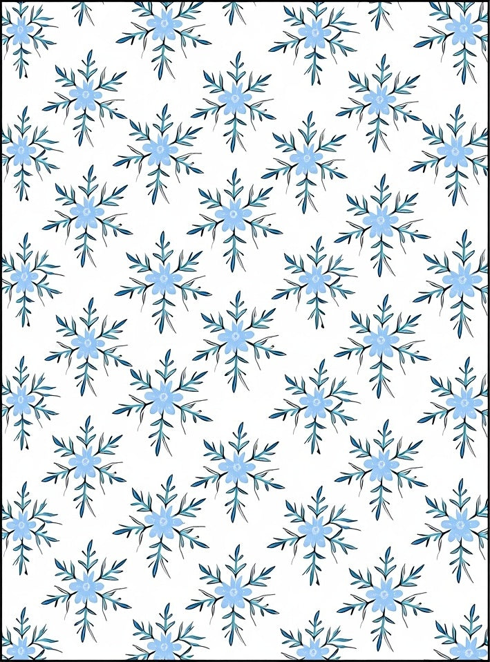 Light Blue Floral Snowflakes Repeating Rug