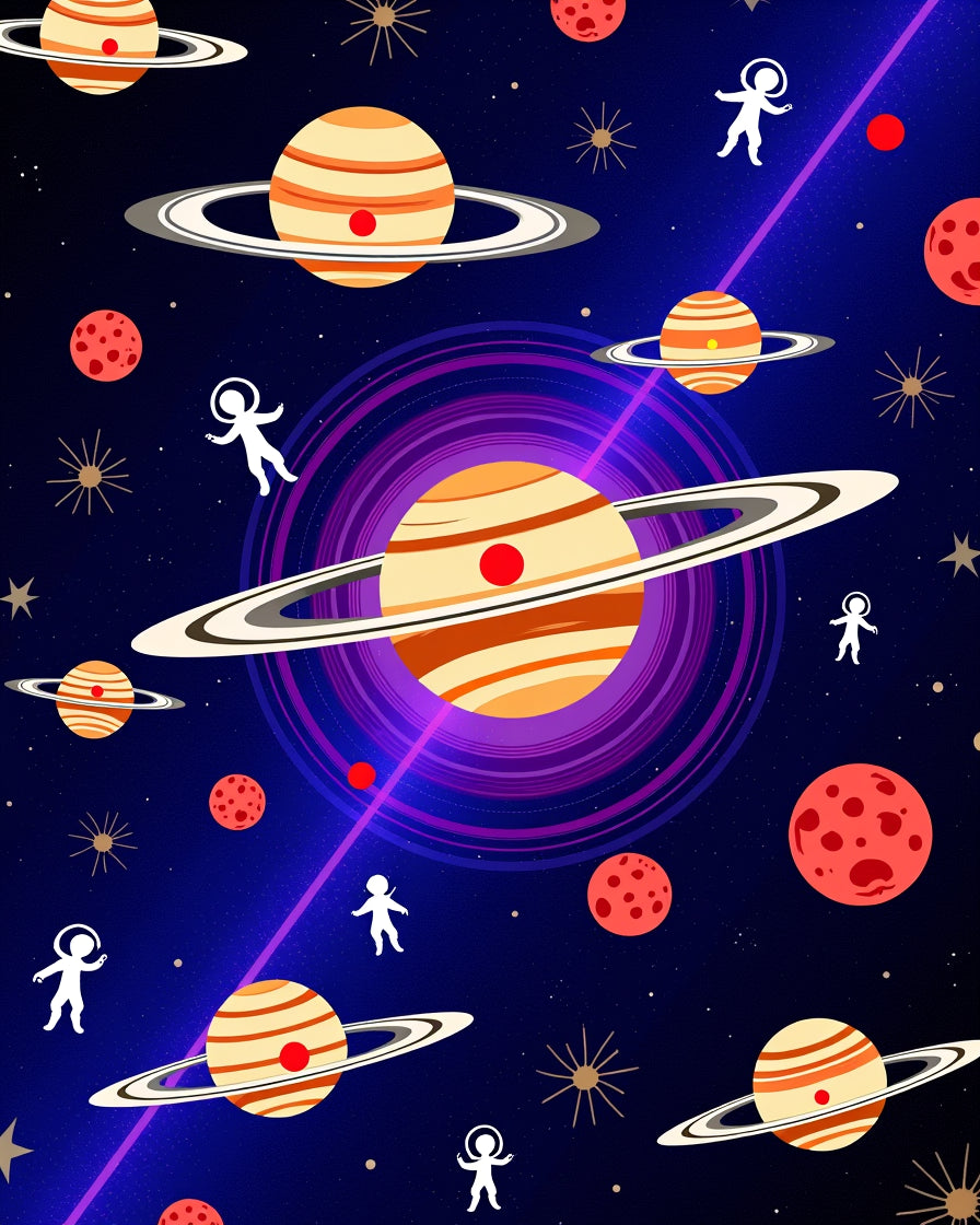 Cosmic Planets Astronauts Starry Design Rug