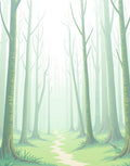 Misty Forest Path Nature Design Rug