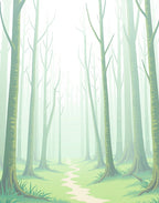 Misty Forest Path Nature Design Rug