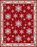 Red Snowflake Patterned Decorative Rug