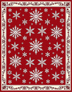 Red Snowflake Patterned Decorative Rug