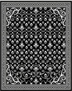Classic Black White Floral Scroll Rug