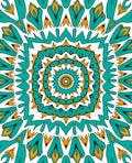 Teal Yellow Floral Mandala Pattern Rug