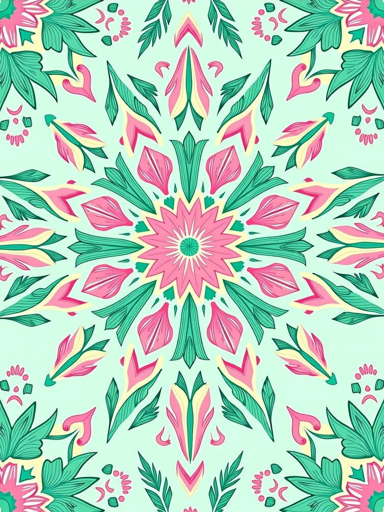 Mandala Floral Pattern with Pink Accents Rug