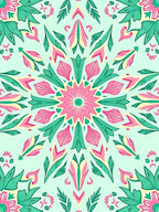 Mandala Floral Pattern with Pink Accents Rug