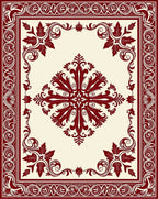 Ornate Floral Medallion and Border Design Rug