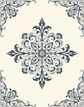 Ornate Floral Scrollwork Design Rug